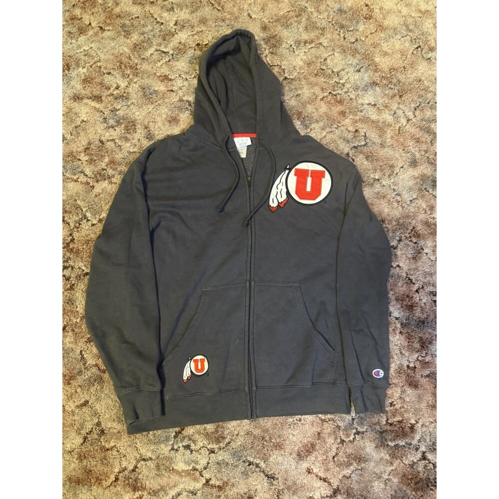 Y2K Champion grey University of Utah zip up hoodie Size Large